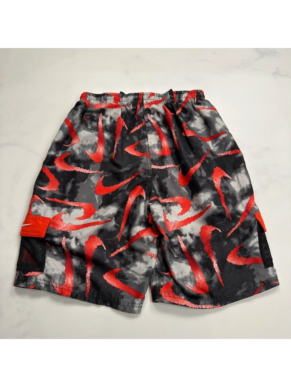 Nike Swim Trunks Shorts Red Black Gray Graphic Print - Boys XL